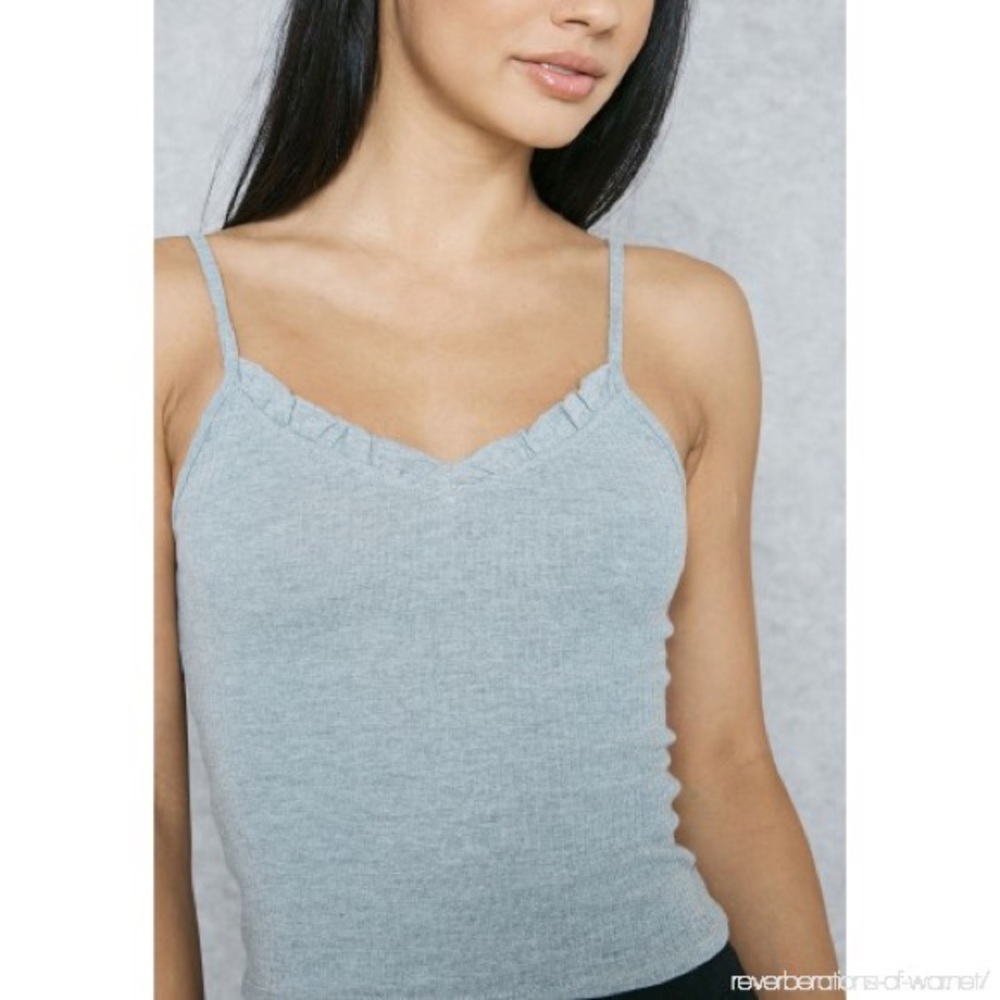 Topshop gray ribbed v-neck tank top